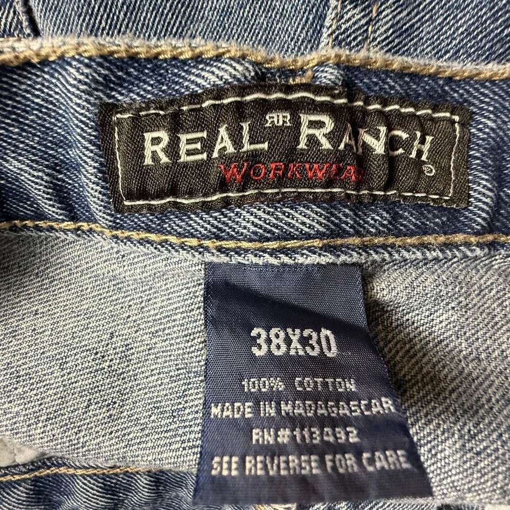 Real Ranch‎ wORKWEAR Jeans Mens 38x30 Blue Denim Straight Leg 100% Cotton